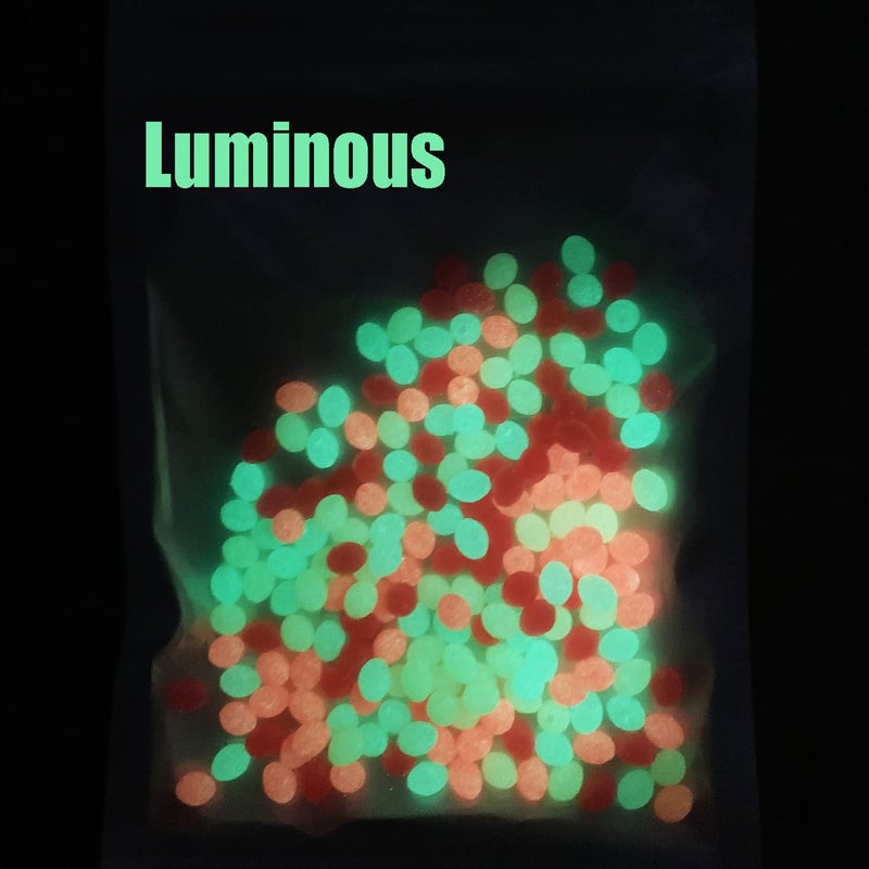Tigofly 200 pcs 4 Colors Luminous Oval Plastic Fishing Beads Glow in The Dark Soft Sinking Bulk Beads Accessories Fly Tying Materials 0.15""X0.2"" - Image 2
